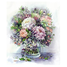 TSVETNOY Алмазная мозаика 40x50см Bouquet with peonies and herbs in lilac colors, LG026e