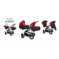 BABYACTIVE TWINNI PREMIUM Коляски для двойни 3в1 ROSSO, 08 белая рама