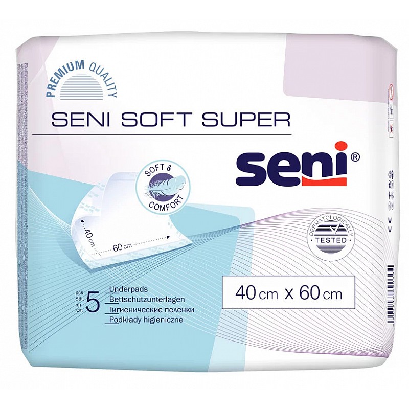 SENI SOFT SUPER гигиенические пеленки 40х60см, 5 шт.