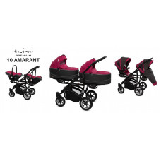 BABYACTIVE TWINNI PREMIUM Коляски для двойни 3в1 AMARANT, 10 черная рама