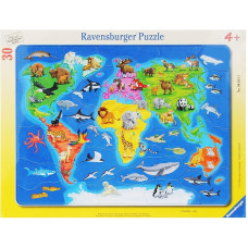 Ravensburger Пазл Карта мира с животными 30 элементов 4+, R06641