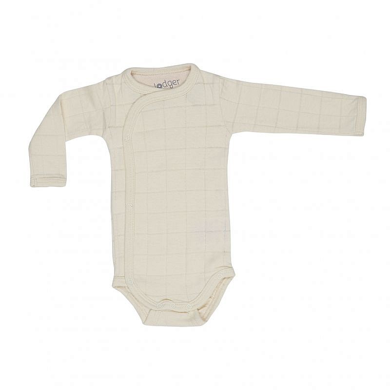 LODGER Romper Solid хлопковый бодик с длинными рукавами, 68-74 размер RS 069 Ivory