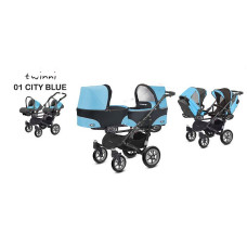 BABYACTIVE TWINNI CLASSIC Коляски для двойни 3в1, 01/01 Citi Blue голубая с черной рамой