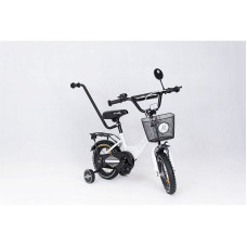 TO-MA Детский велосипед с ручкой Tomabike Platinum 12 white