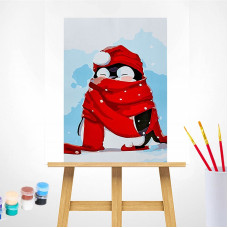 TSVETNOY Набор для рисования по номерам 20x30см Red Scarf Penguin, MC1054e