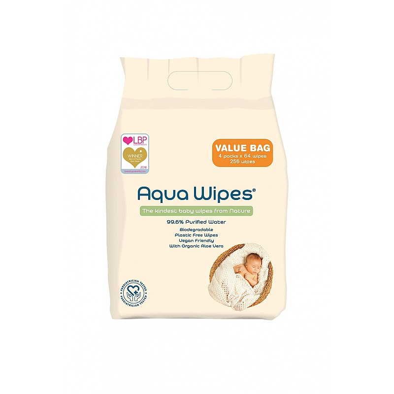 AQUA WIPES Влажные салфетки  4x64 шт. AQW64F4B