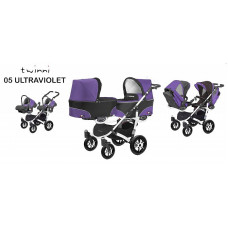 BABYACTIVE TWINNI CLASSIC Коляски для двойни 3в1, 05/01 Ultraviolet фиолетовая с белой рамой