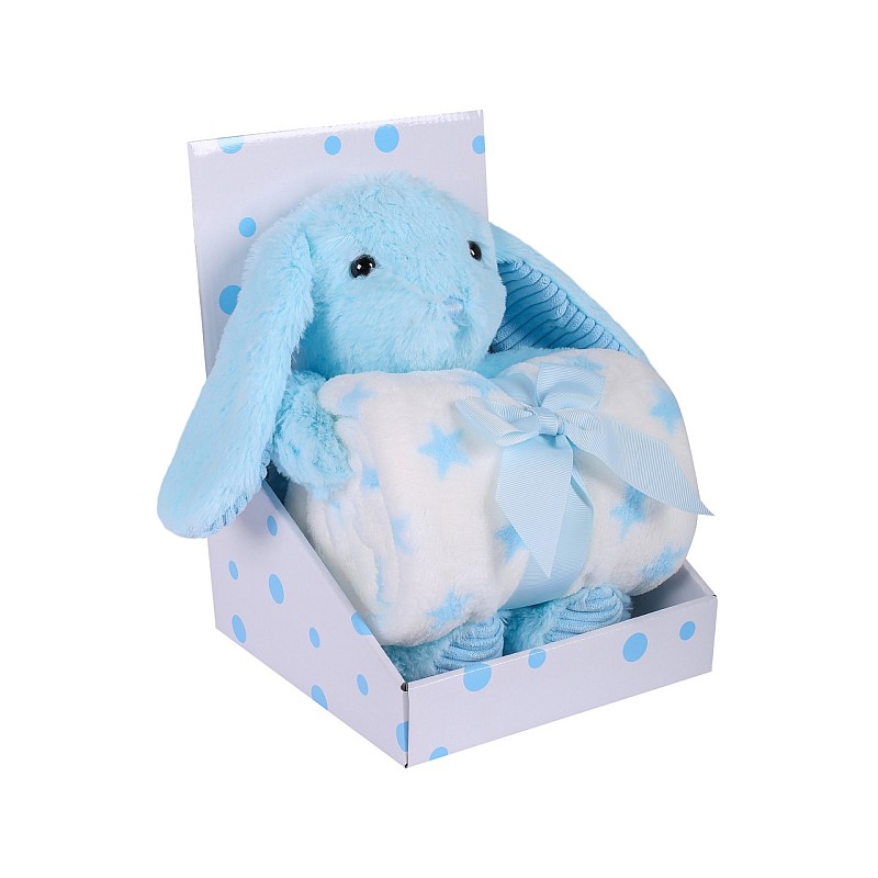 DUET BABY EASY CARE плед 75x100см + +игрушка 562 RABBIT синий (745617)