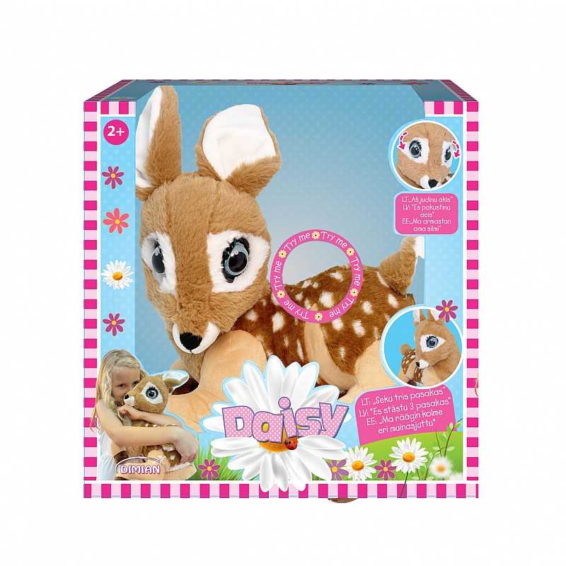BAMBOLINA плюшевая Дейзи с подвижными блестящими глазами и рассказывает 3 сказки, версия LV, BD2021LV