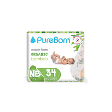 PUREBORN органические подгузники из бамбукового волокна NB размер 0-4.5 кг 34 шт.