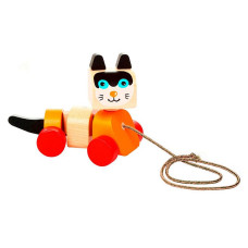 CUBIKA деревянная игрушка каталка Walk-A-Long Cat, 13616 РАСПРОДАЖА