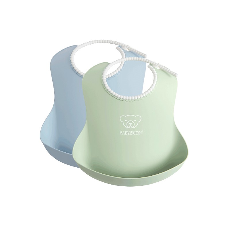 BABYBJORN BIB мягкий нагрудник 2шт. 4м+, 046344 POWDER GREEN / POWDER BLUE