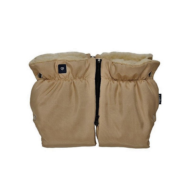 WOMAR двойные перчатки на овчине для коляски DARK BEIGE