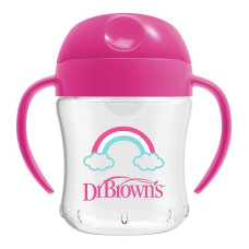 DR.BROWNS Soft-Spout Поильники с ручками и силиконовым носиком 6м+, 180мл. розовый TC61003-INTL СКИДКА