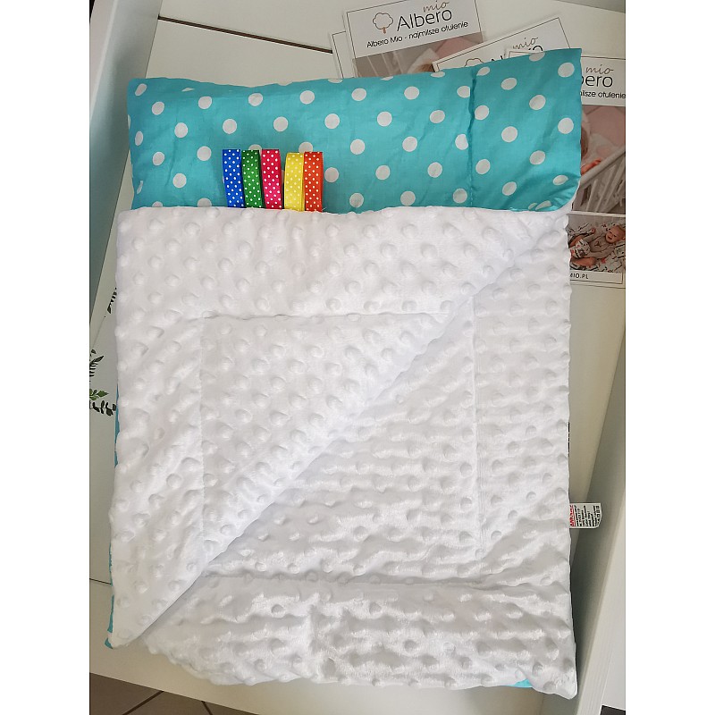 ANKRAS MINKY Dots плед 75x100см белый/бирюзовый