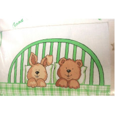 KIECZMERSKI SLEEPY BEAR AND RABBIT комплект постельного белья из 4 частей 135х100см - 360см - зеленый