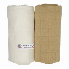 Lodger Swaddler Solid хлопковая пеленка 120x120см 2шт., Ivory/Honey SW 1081