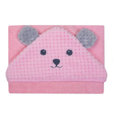 DUET BABY ANIMALS полотенце с капюшоном 100x100см 322 розовый Мишка