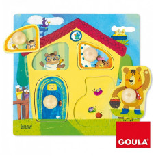 GOULA деревянный пазл с ручкой Bear Family House 12м+. 53461