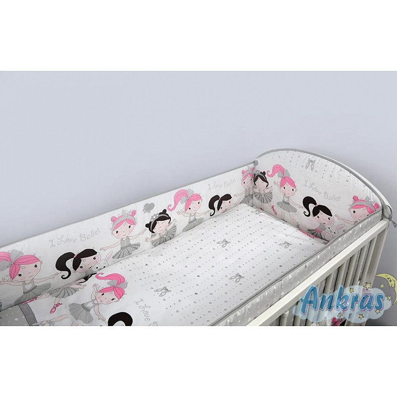 ANKRAS BALLERINA бортик для кроватки 360см, grey/white РАСПРОДАЖА