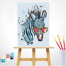 TSVETNOY Набор для рисования по номерам 30x40см Zebra with Glasses, ME1114e