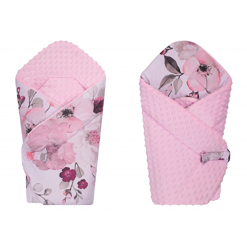 DUET BABY конверт для новорожденных MINKY двусторонний 671 LARGE FLOWERS pink (746713)