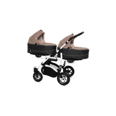 BABYACTIVE TWINNI PREMIUM Коляски для двойни BEIGE, 12 белая рама