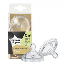 TOMMEE TIPPEE Силиконовая соска для бутылочки Closer to nature с медленный поток 0m+ 2шт. 42112071 СКИДКА