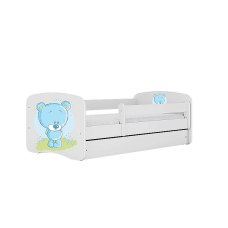 KOCOT KIDS кровать с ящиком и матрасом BABYDREAMS white Blue teddybear 180x80cm