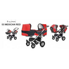 BABYACTIVE TWINNI CLASSIC Коляски для двойни 3в1, 03/01 Mexican Red красная с белой рамой