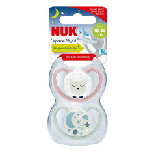 NUK SPACE Night ортодонтическая силиконовая пустышка 18-36м, 2шт SU99 10739658