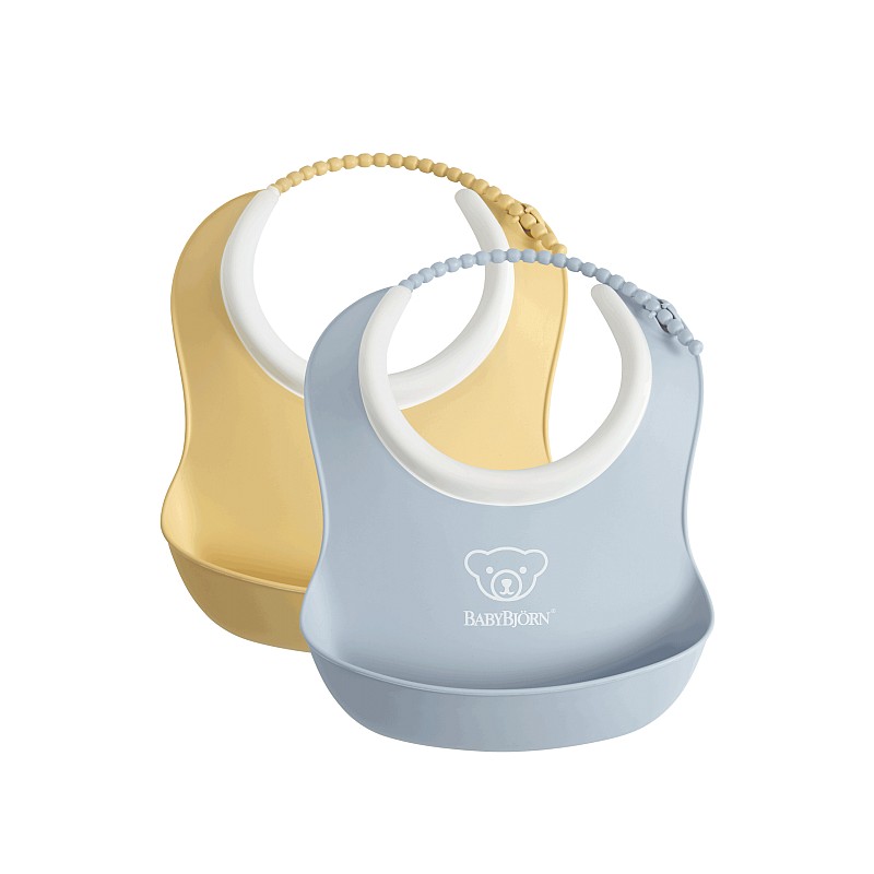 BABYBJORN SMALL BIB нагрудник 2шт. 4м+, Powder Yellow / Powder Blue  052041