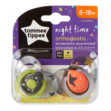 TOMMEE TIPPEE пустышка Night unisex 18-36м  2шт. 433474