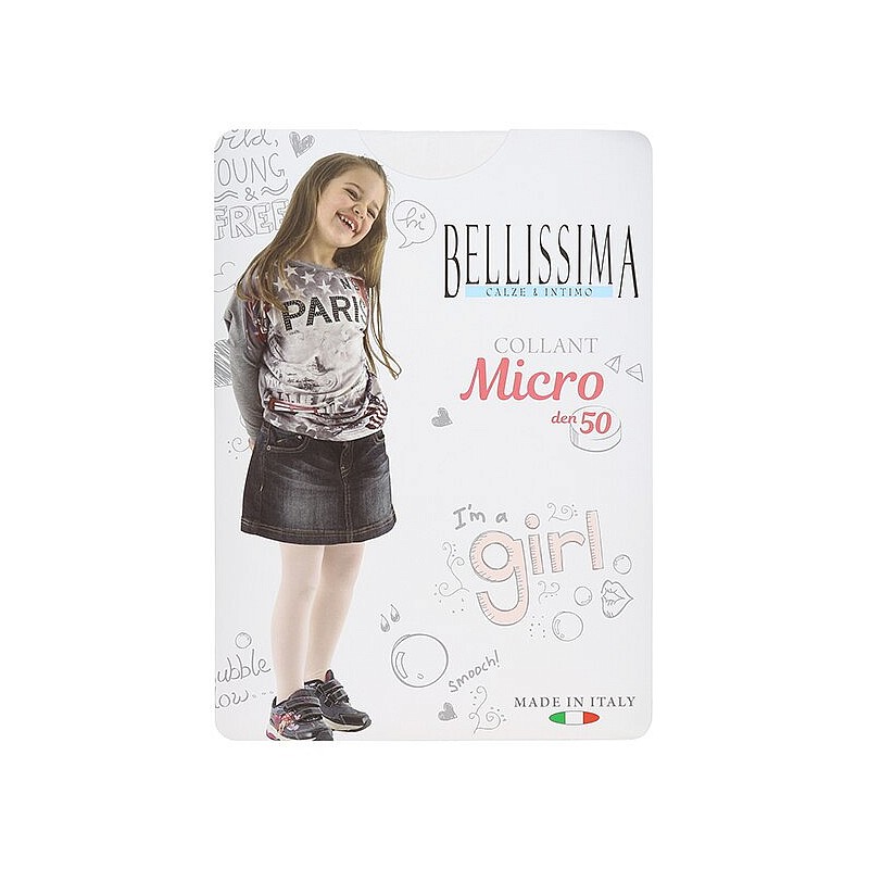 BELLISSIMA Колготки для девочек MICRO 50 bianco 4 - 116 см РАСПРОДАЖА