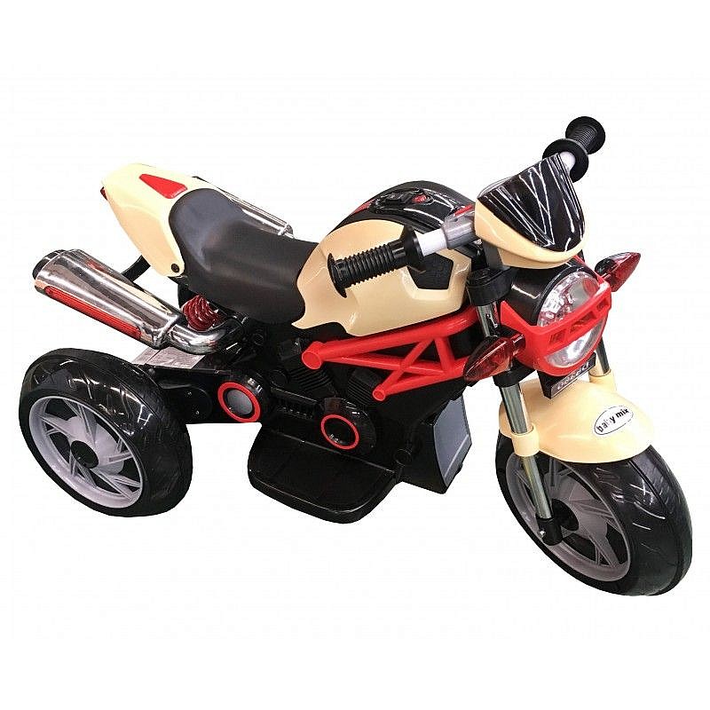 BABY MIX Детский электромотоцикл Road Racing D8360 6V/4.5Ah, бежевый