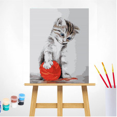 TSVETNOY Набор для рисования по номерам 40x50см Kitten with a red clew, MG2075e