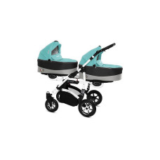 BABYACTIVE TWINNI PREMIUM Коляски для двойни TROPIC GREEN, 11 белая рама