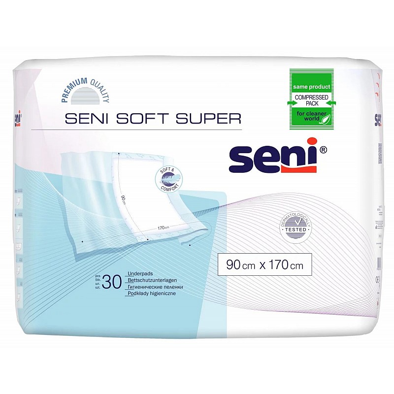 SENI SOFT SUPER гигиенические пеленки 90x170см, 30шт. с крылышками