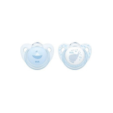 NUK Blue and Rose Силиконовая пустышка ортодонтической формы Baby Blue 0-6м 2шт. SU75 синий РАСПРОДАЖА