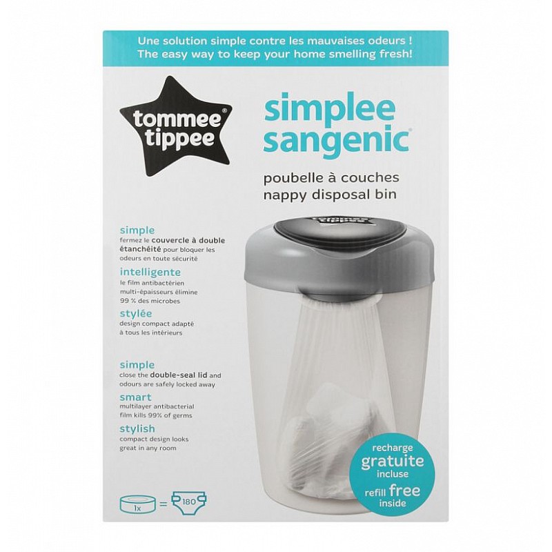 TommeTippee Контейнер для подгузников Simple Sangenic, белый