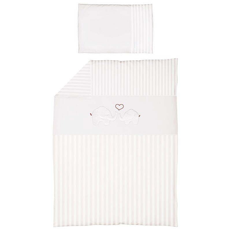 CEBABABY комплект постельного белья из 2 частей с вышивкой 135x100см ELEPHANTS WHITE