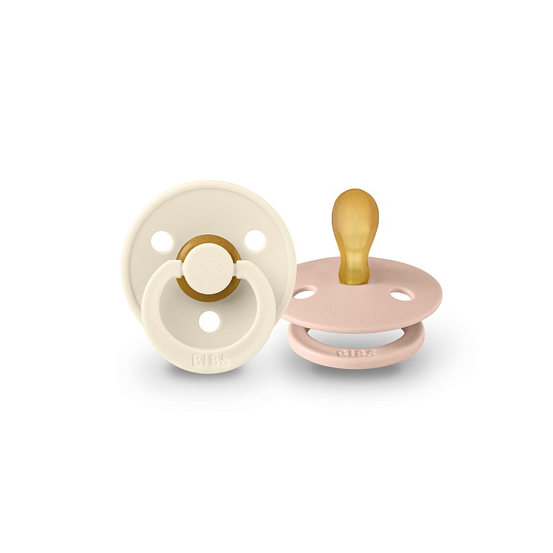 BIBS Colour Пустышка из натурального каучука, симметричная Ivory / Blush 6-18мес.  2шт.