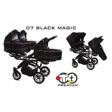 BABYACTIVE TRIPPY Premium коляска для тройни 2in1, 07 BLACK MAGIC с черной рамой