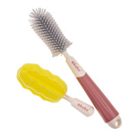 AKUKU Силиконовая щетка для мытья бутылочек A0512 beige/pink