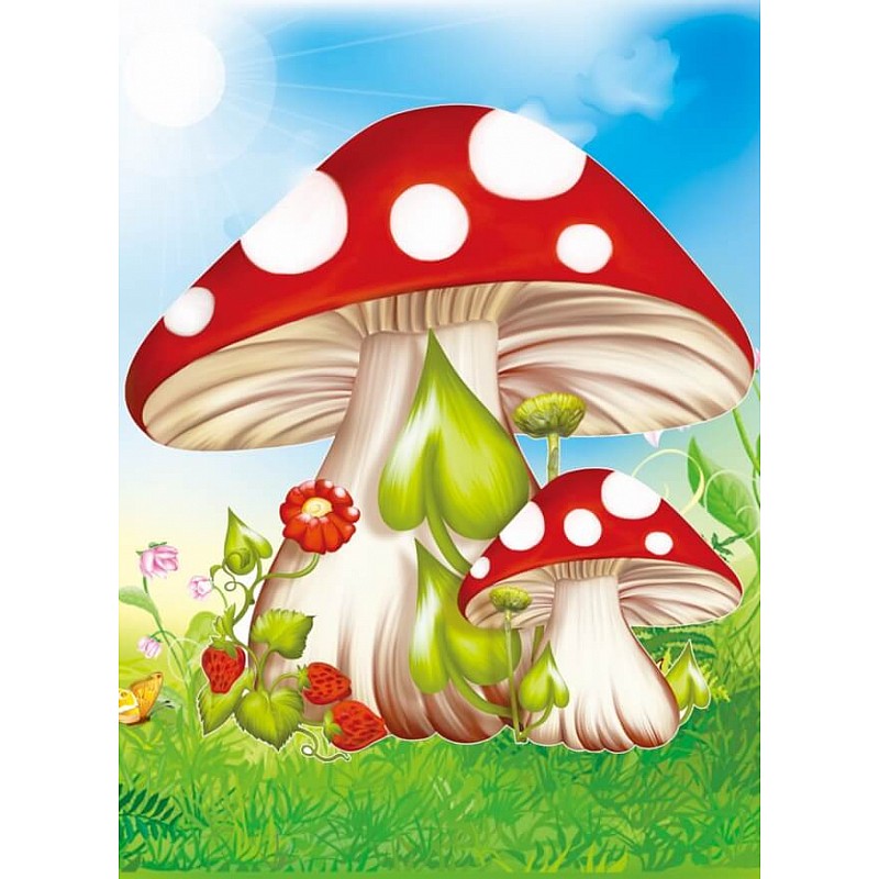 TSVETNOY Алмазная мозаика 17x22см Fly agaric mushrooms, X005e