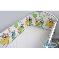 ANKRAS OWLS AND HEARTS бортик для кроватки 360см, grey РАСПРОДАЖА