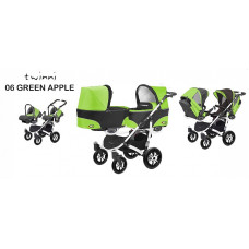 BABYACTIVE TWINNI CLASSIC Коляски для двойни 3в1, 06/01 Green Apple зеленая с белой рамой