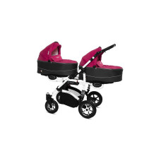 BABYACTIVE TWINNI PREMIUM Коляски для двойни AMARANT, 10 белая рама