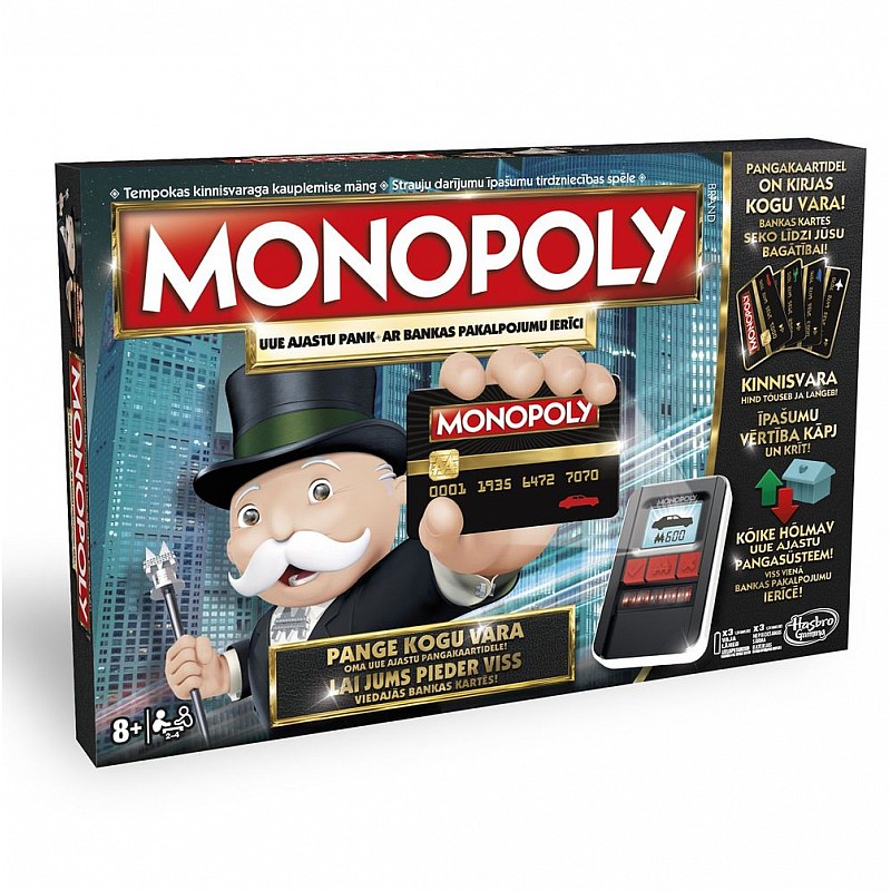 MONOPOLY Galda Spēle Ar Bankas pakalkajomu ierīci (Latviešu val.)