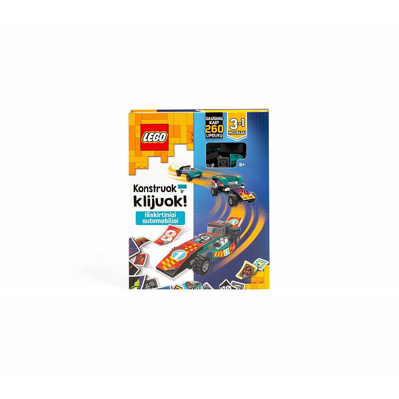 LEGO ICONIC Наклейки и конструктор "Машинки" (50 деталей) (на лит.языке)